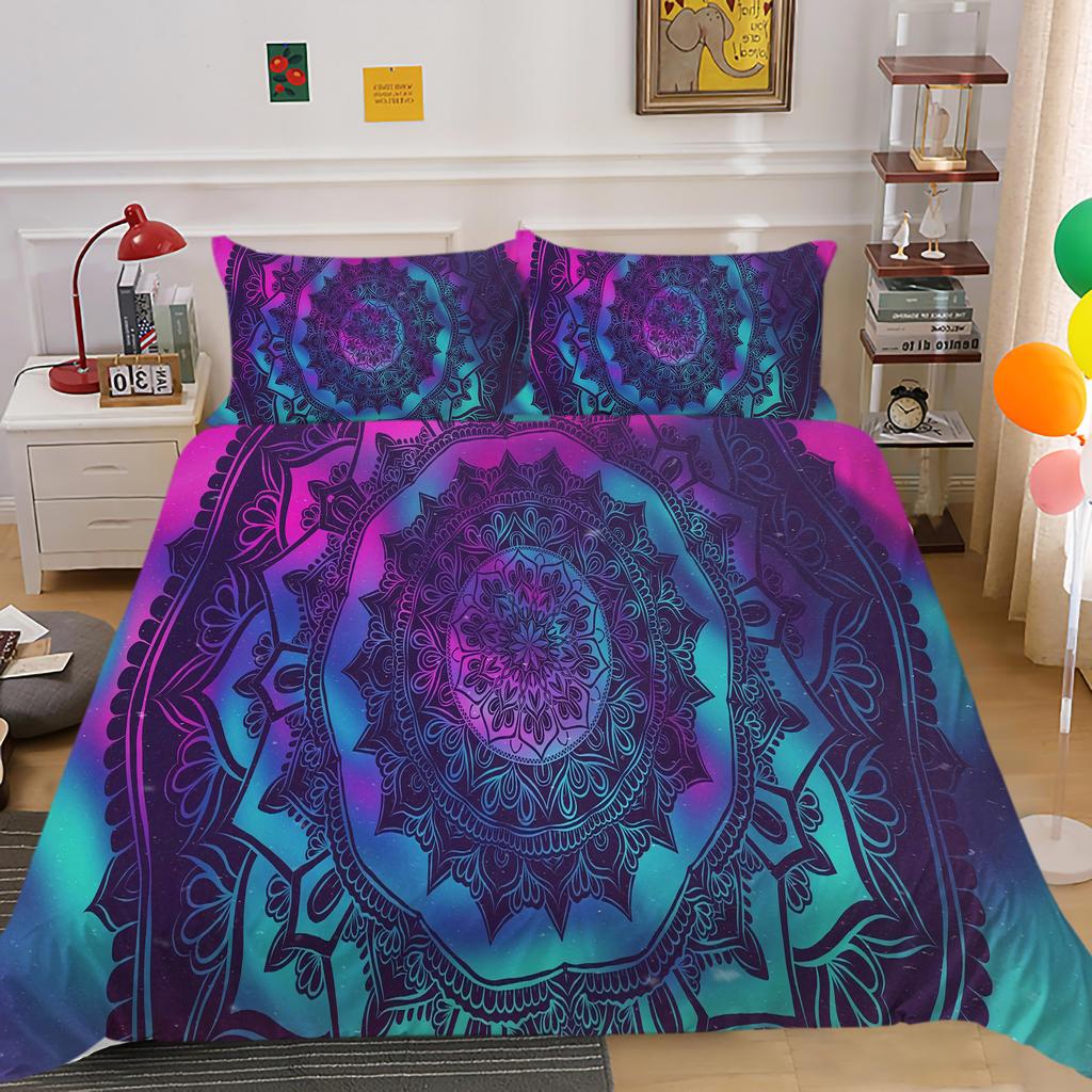 3D High-definition Digital Printed Bedding Set with Colored Geometric Patterns, 2 or 3 Soft Zippered Pillowcases for Home Decoration