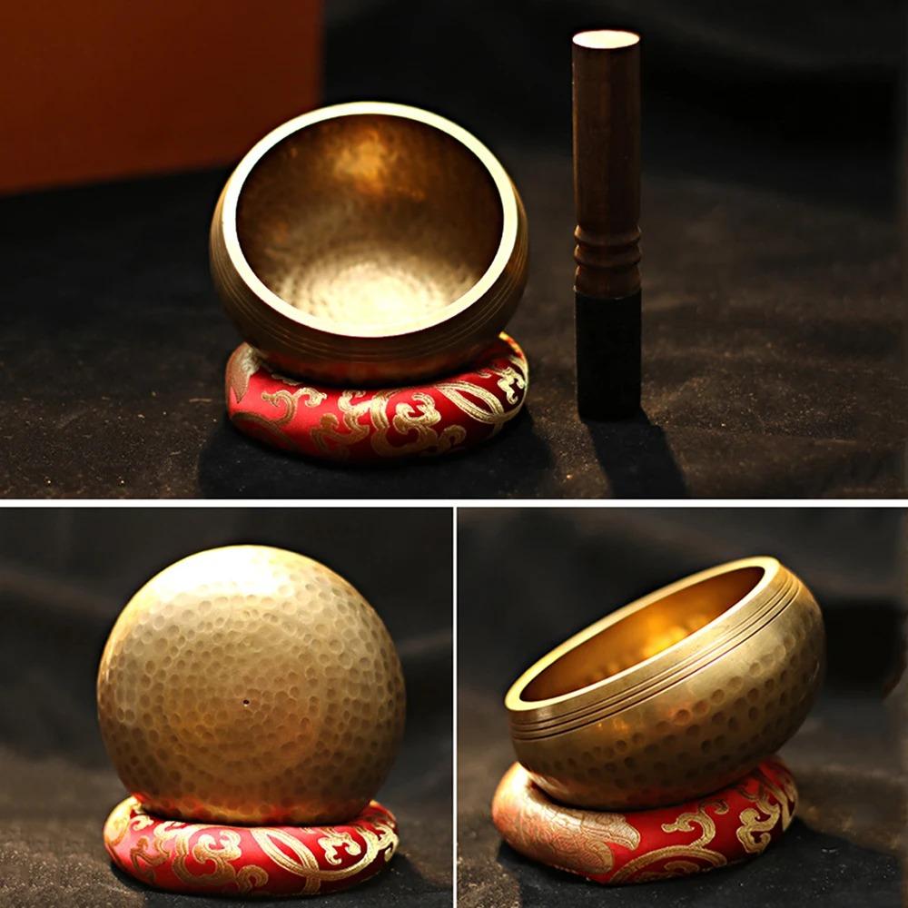 Nepal Handmade Tibetan Singing Bowl Yoga Meditation Chanting Bowl Brass Chime Handicraft Music Therapy Tibet Buddha Sound Bowl