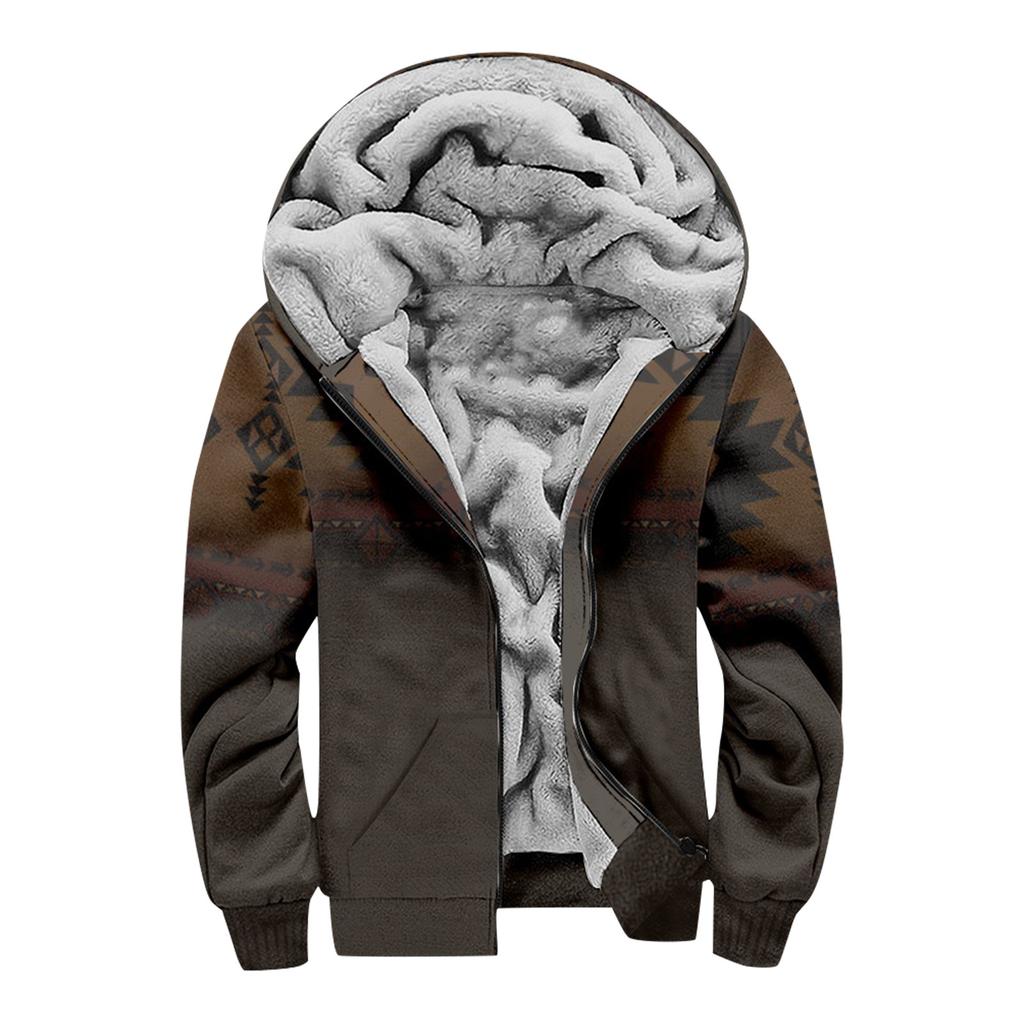 Men's Personalized Casual Printing Long Sleeve Zipper Sweater Thick Cotton Suit Winter