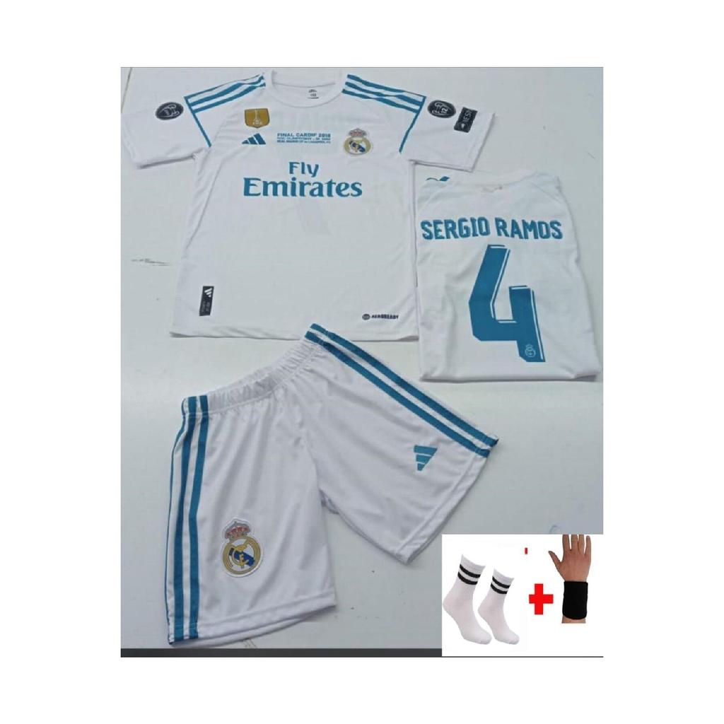 Sergio Ramos Kids Jersey Set White Set Of 4 Real Madrid 2021 Champions League Jersey