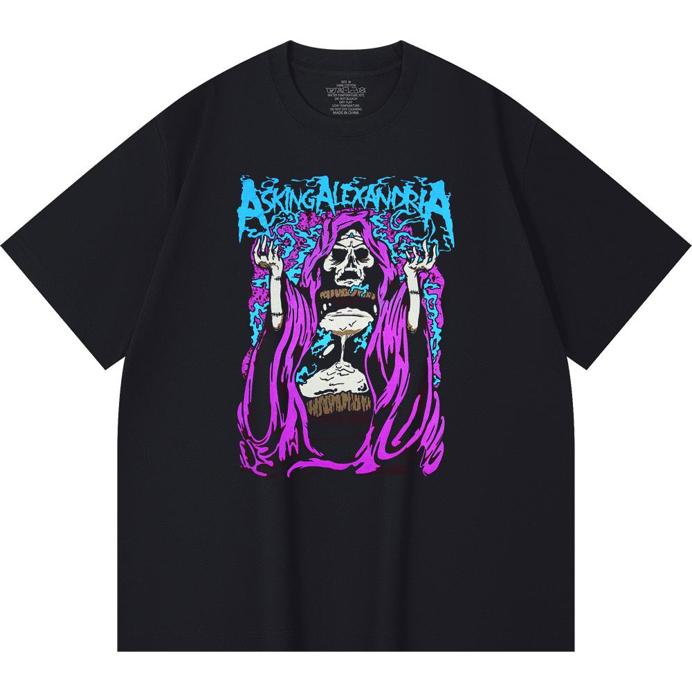 Хлопковая футболка плотностью 230 г/м² 100% Хлопок Heavy Metal Футболка с принтом рок-группы Популярная музыка Унисекс Тяжелая хлопковая футболка