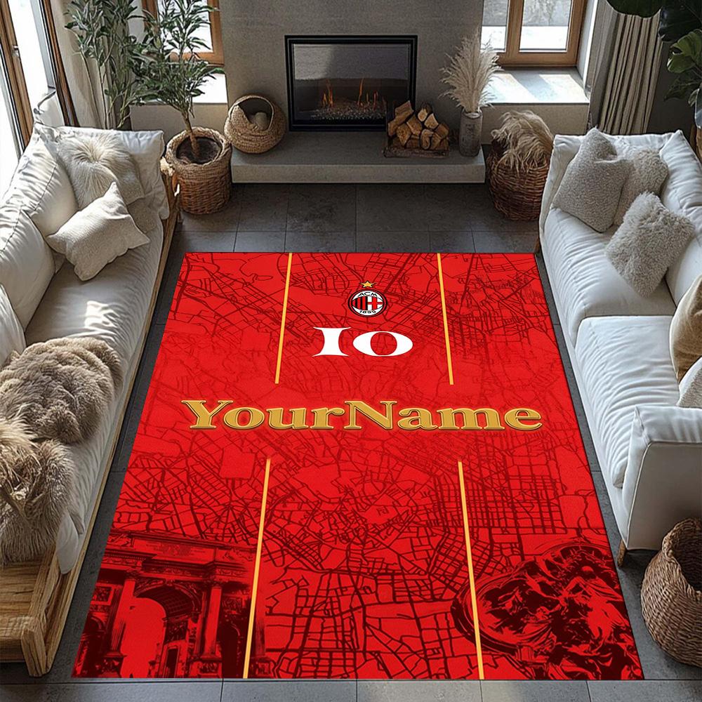 Ac Milan Customize Text Area Rug Suitable for Entryway Bedrooms Outdoor Study room Anti-slip Rug Office home decor Perfect Gift for Women/Men