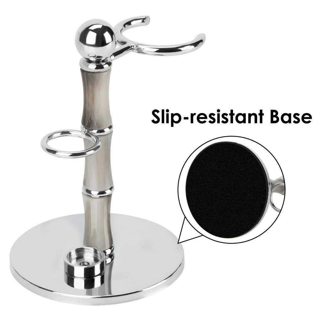 Linkidea Stainless Steel Razor Stand and Brush Holder with Creative Safety Shaver Compatible with Vikings Blade Chieftain and Odin Non-Slip Base,
