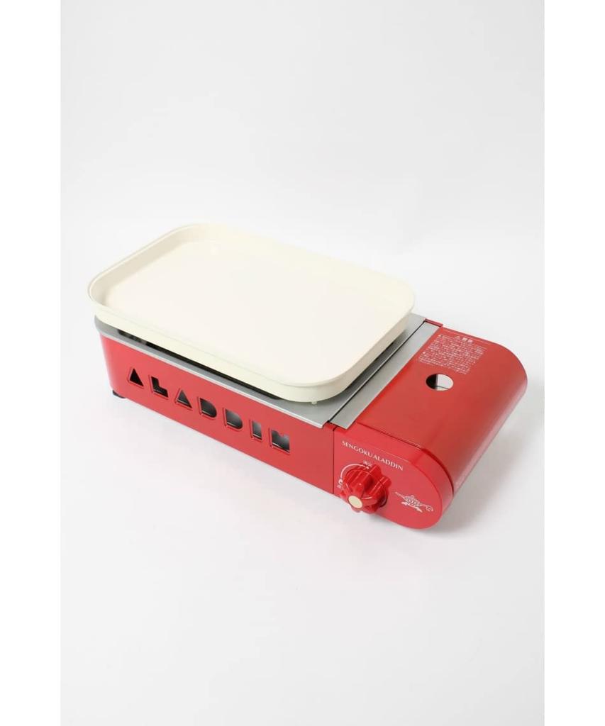 Aladdin Portable Gas Hot Plate Petit Pan Cassette Cylinder Type with 2 Plates Flat Plate 2 Color Pot Page X Sengoku Aladdin Recipe Book Red / [Orange