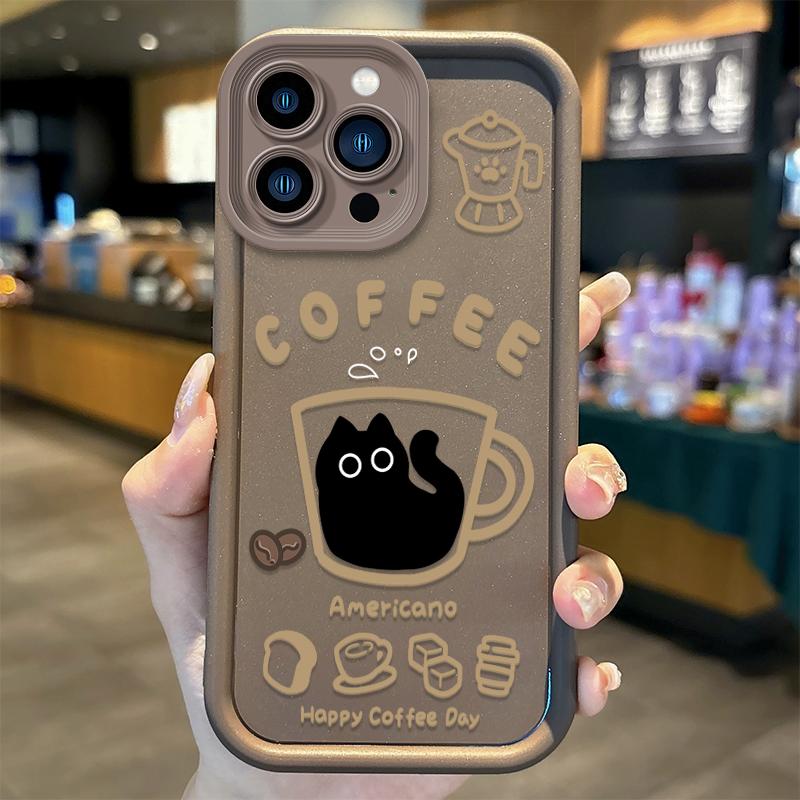Милый Популярный Кофе Кот Мультяшный Чехол для Телефона Для Samsung Galaxy S20 S21 S22 S23 S24 S25 FE Plus Ultra A15 A35 A54 A55 Задняя Крышка