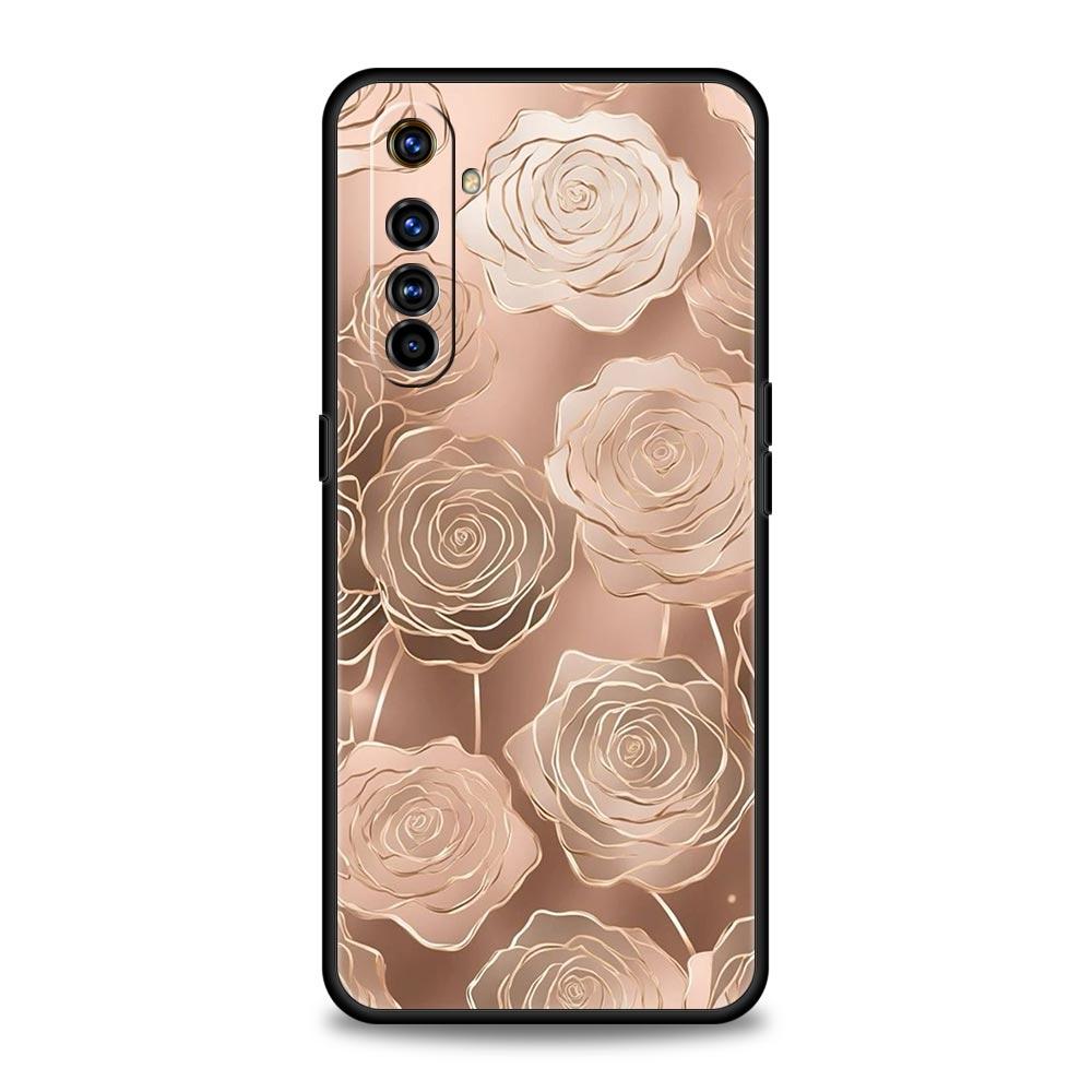Красивый арт-кейс цвета розового золота для Realme 12 11 10 9 8 5G 7 6 GT5 GT3 GT2 Pro C21 C11 C25 C35 Для Realme GT Neo 2 3 3T 5 Чехол