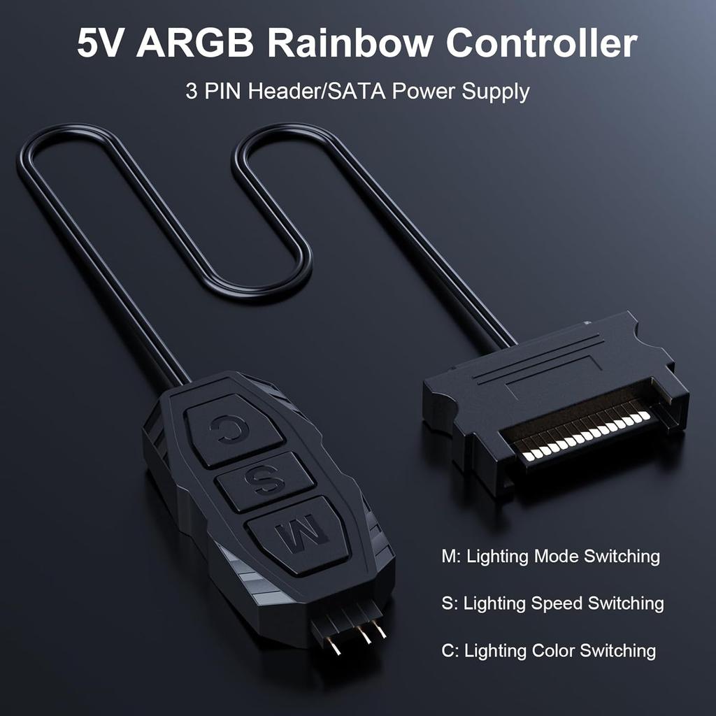 Комплект контроллера вентиляторов DS Mini ARGB для ПК с функцией индивидуального сопряжения для RGB-вентиляторов корпуса компьютера, ARGB-радиатор для ПК (3-контактный, 14 клавиш, питание SATA, 5-й