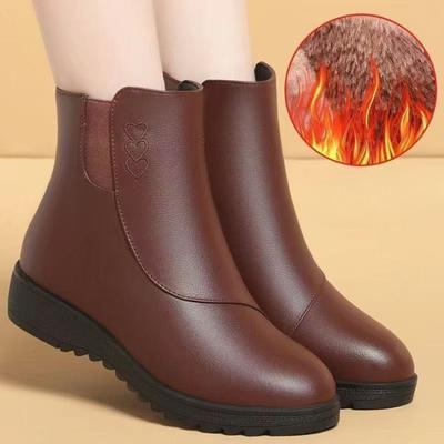 Женские хлопковые туфли из мягкой кожи с одинарными ботинками и флисом для тепла