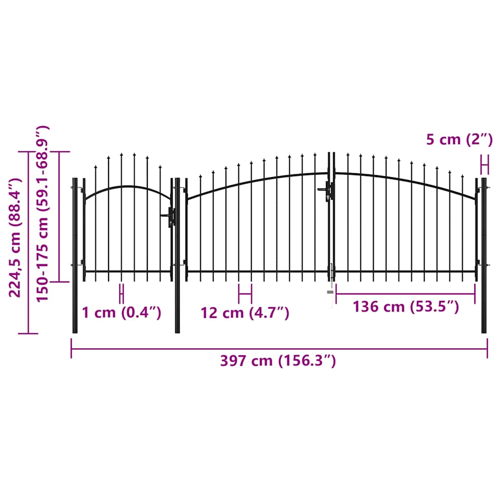 Garden Gate Woerden Steel 1.75 x 4 m Black