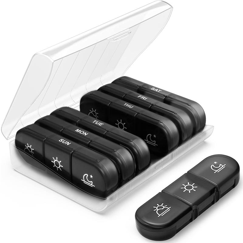 Еженедельный органайзер для таблеток на 3 раза в день, большая 7-дневная таблетка с отдельными контейнерами, портативная таблетка для витаминов/рыбьего жира
