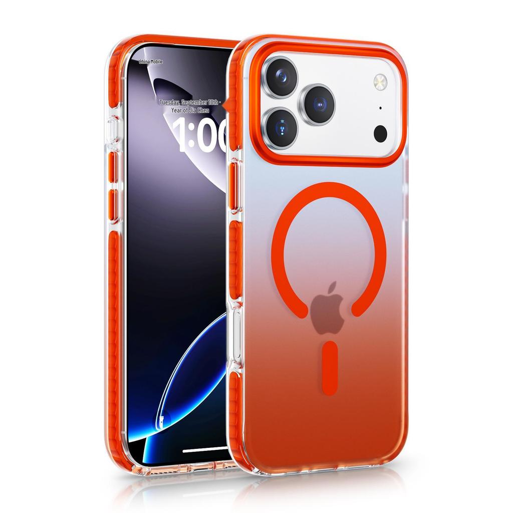 Защитный чехол для iPhone 17 Pro Max с градиентом синего света, магнитным креплением и двухцветной защитой от падений с подушкой безопасности.