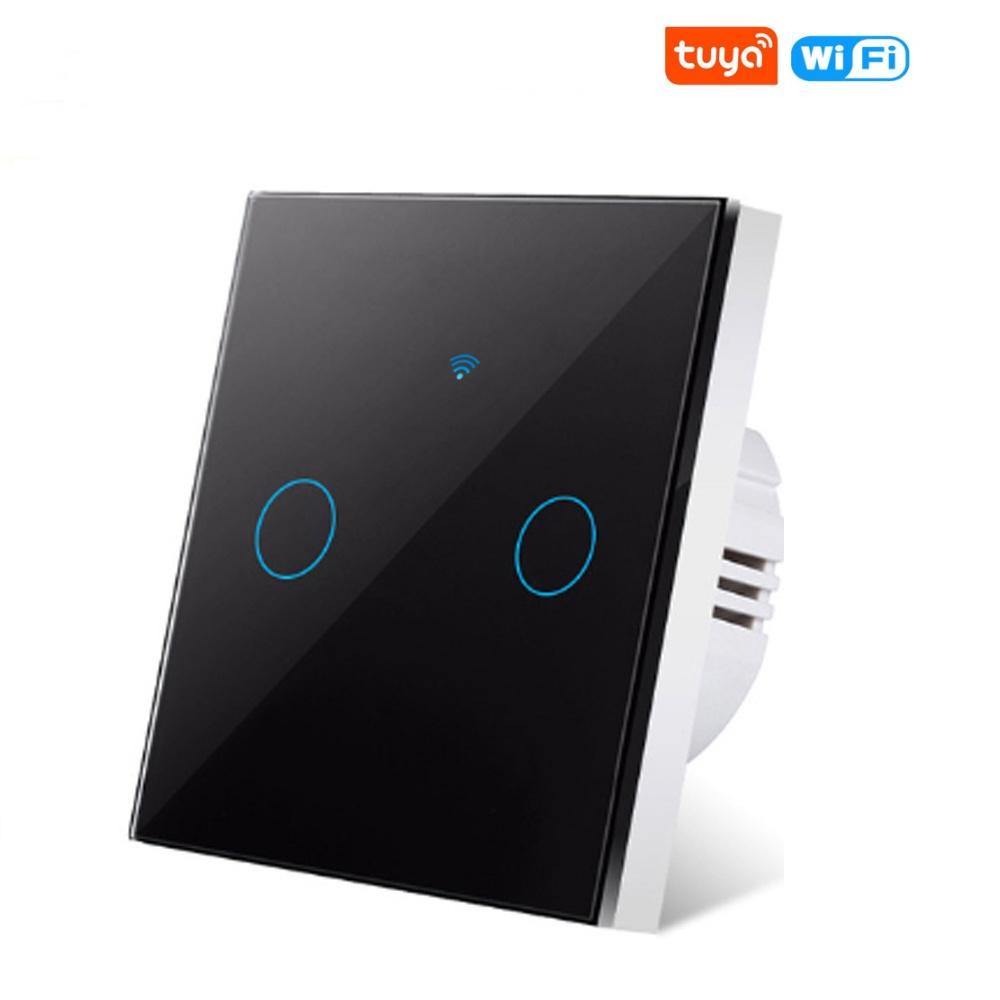 WiFi EU Сенсорный выключатель света на стену 220В Не требует нулевого провода Tuya Smart Life Работает с Alexa Google Home 1/2/3 клавиши