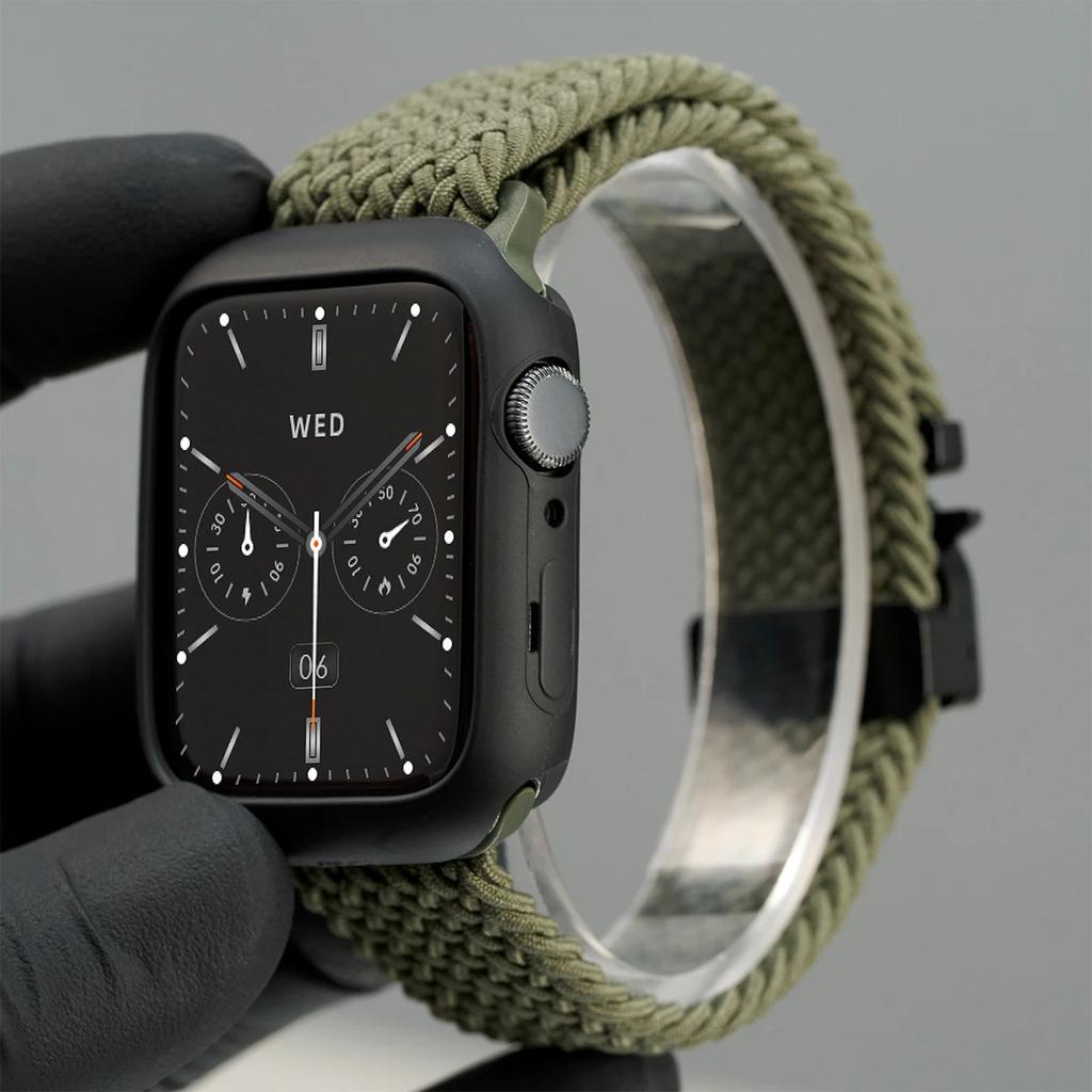 Силиконовый Чехол+Плетеный Ремешок Для Apple Watch Bands 46мм 49мм 44мм 42мм 41мм 40мм 38мм SE 10 9 6 5 Ultra 2 Нейлоновый ремешок Strap