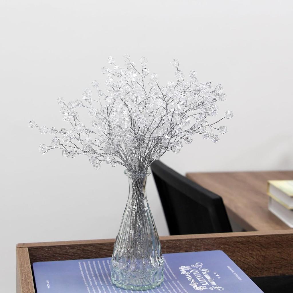 Букет из 30 штук кристальных искусственных цветов, стебли искусственных цветов для свадьбы, дома, вечеринки, офиса, отеля, кухни, для DIY-поделок, украшение - Прозрачный