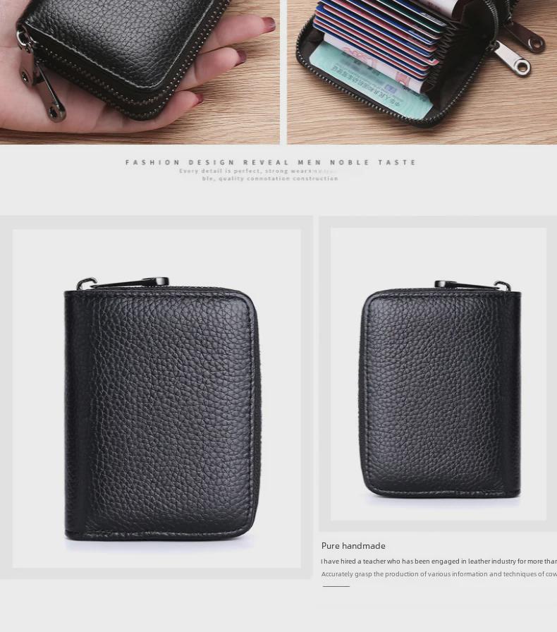 Мужской и женский тонкий держатель карт из натуральной кожи с большой емкостью и защитой от размагничивания