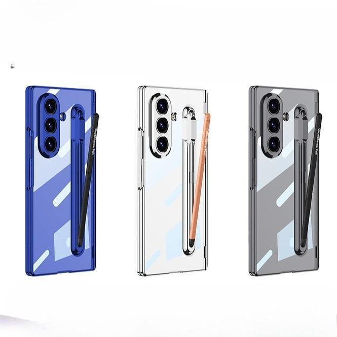 Новая модель подходит для складного мобильного телефона Samsung Z Fold7, прозрачный гальванизированный жесткий чехол, защитный чехол с интегрированным слотом для стилуса