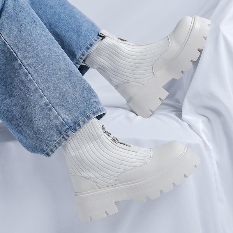 Модная обувь на толстой подошве мужская мода уличный британский стиль повседневная вечеринка ежедневный ночной клуб черно-белая обувь увеличивающая рост