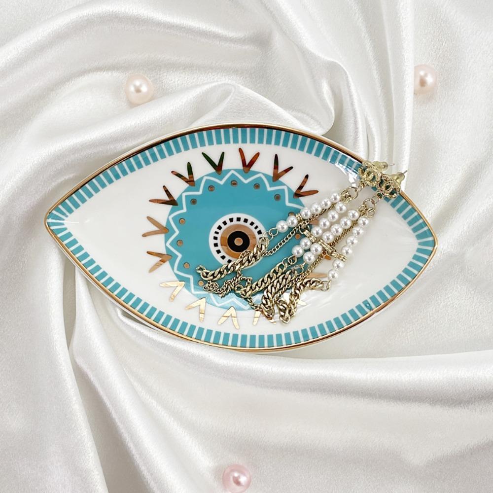 Oval Decorative Plate Ceramic Dessert Plate Unique Trinket Plate Entryway