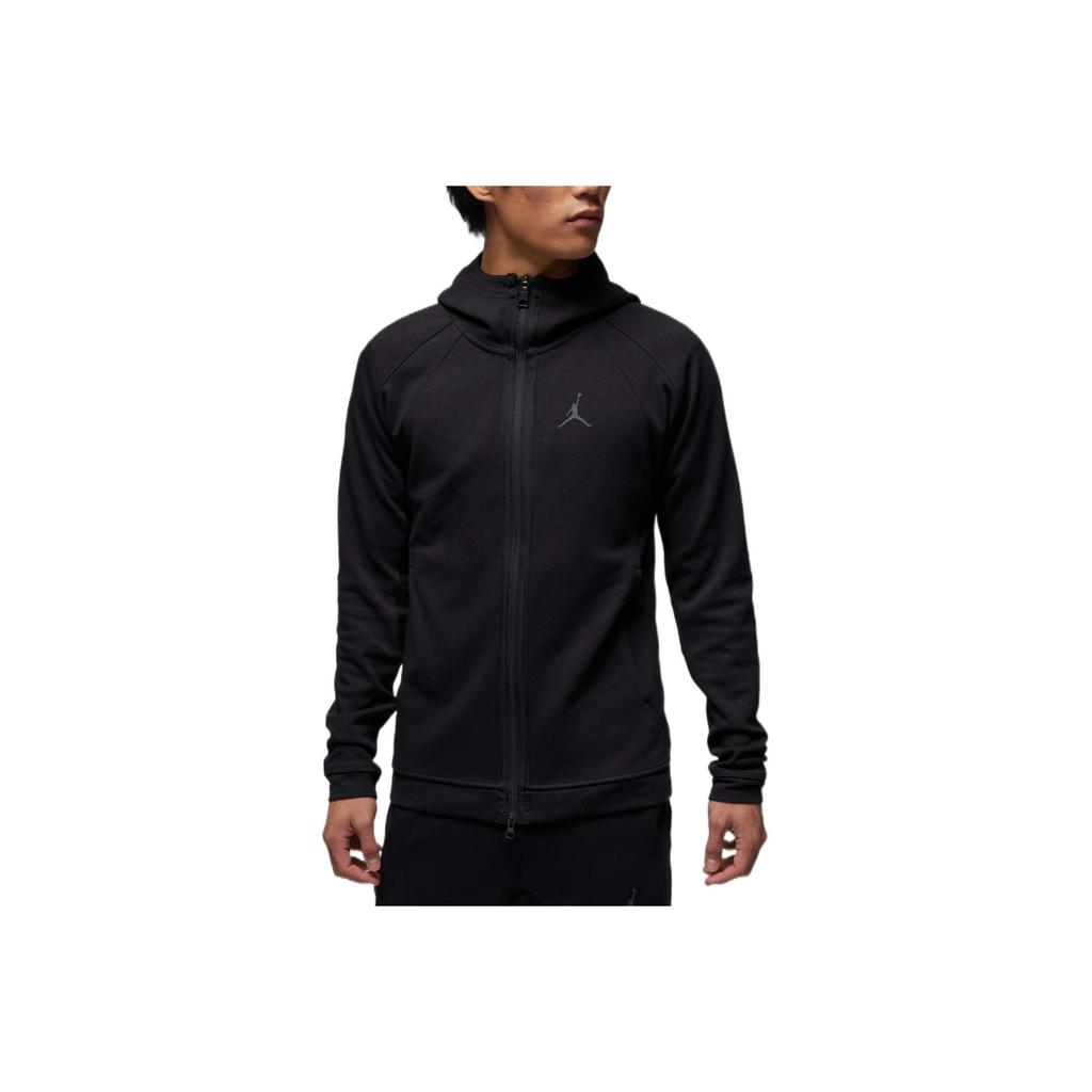 Jordan Мужские вязаные толстовки с капюшоном на молнии с однотонным логотипом Dri-FIT, черные DV9784-010