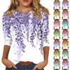 Рубашки с рукавом 3/4 для женщин, милые футболки с графическим принтом, блузки, повседневные базовые топы больших размеров, пуловеры