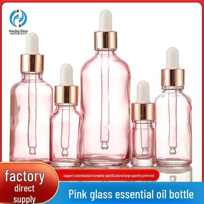 Флакон-капельница из розового стекла для эфирных масел (5-100ml) - Пустой контейнер для образцов косметической жидкости