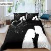 Couple Duvet Cover Set Microfiber White Portrait Couple Kissing Twin Bedding Set Valentine's Day Gift For Lover Queen King Size
