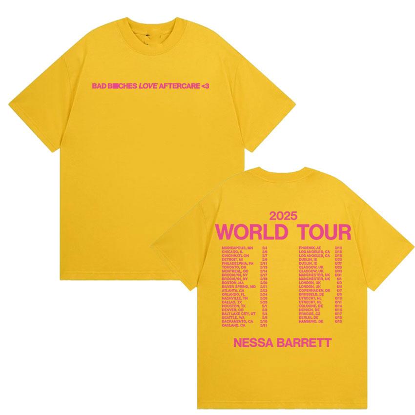 Nessa Barrett Aftercare World Tour 2025 Новые футболки Мужские Женские Летняя Эстетика Высокое Качество Футболка 100% Хлопок Оверсайз Футболки