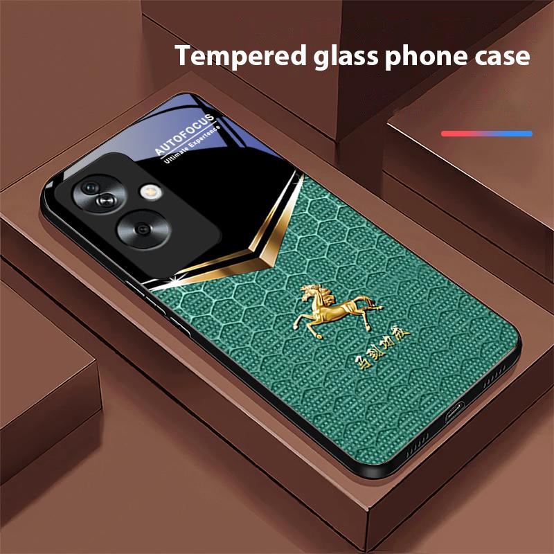 Сотовый Зеленый Конь Для Oppo A79 5G 58 78 74 60 4G Reno 11F Realme GT 6 11 Note 50 10 C55 X2 Закаленное Стекло Черный Чехол для Телефона