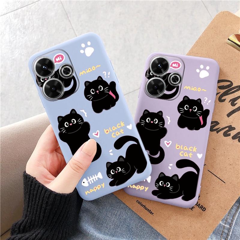 Мягкий силиконовый чехол Cat для Xiaomi Redmi Note 13 Pro 13C 14T Poco C65 Samsung A55 A35 M35 S24 Plus Huawei Honor 200 Lite iPhone Realme противоударный чехол