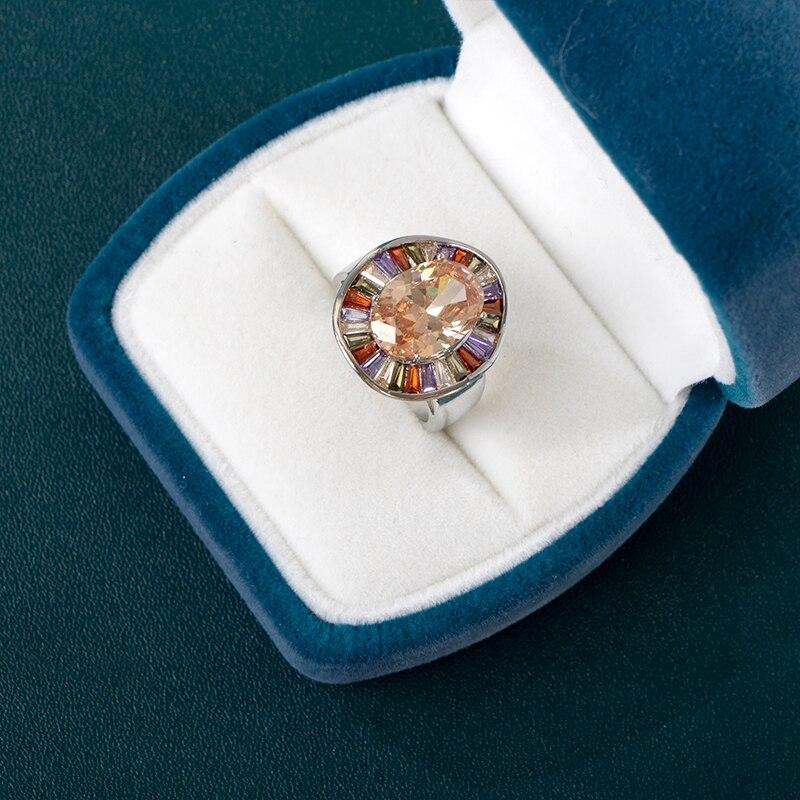 BELLA BOX Обручальное кольцо с драгоценным камнем для женщин, серебряное женское кольцо, преувеличенное серебряное украшение на руку, подарок на свадьбу, вечеринку