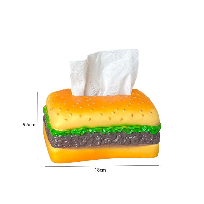 Вкусная коробка для салфеток в форме гамбургера, держатель для салфеток из смолы в виде гамбургера, бумажная коробка, контейнер для хранения украшений для домашнего обеденного стола