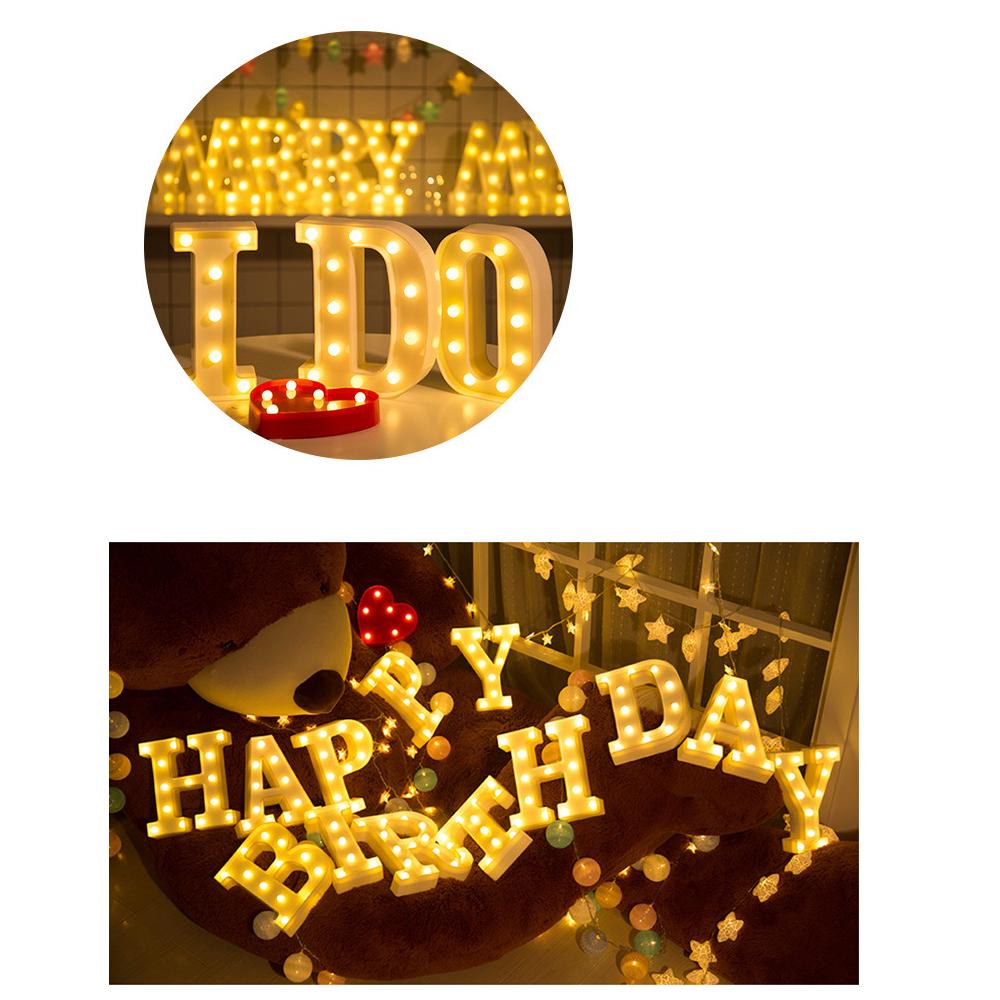 Alphabet Led Light Standing Letters Sign with Shining Bulbs Night Lamp for Birthday Christmas Wedding Home Party Bar Decoration