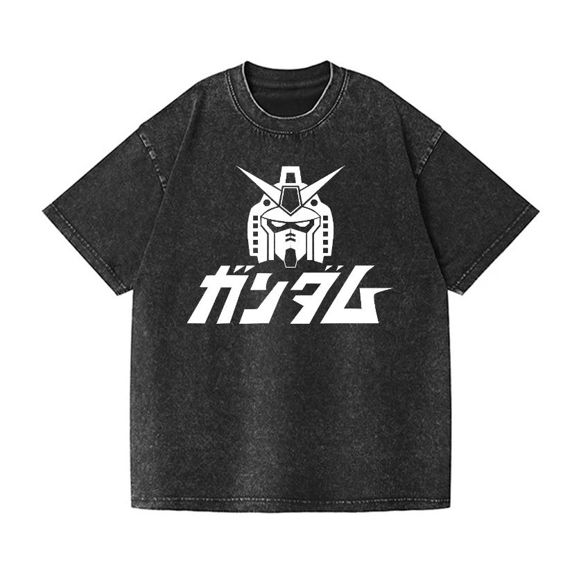 2026 New Gundam Vintage Wash Japanese Design T-Shirt High-quality Streetwear Is Suitable for Both Men and Women New Summer