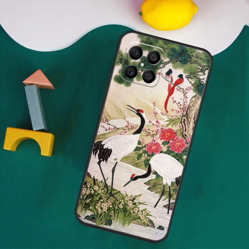 Чехол-книжка Красный журавль для Honor 200 Lite 50 70 90 X9a X8a X8 X9 X8b X9c X9b Honor Magic 5 6 Pro 7 Lite