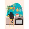 Watercolor Cute Kittens Potted Plant Canvas Print Cartoon Green Plants Animals Wall Art Postes for Modern Living Room Home Decor