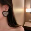 Large Black Acrylic Heart Earrings: High-End Niche Design for Women