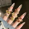 Bright small broken diamonds inlaid with flowers retro light luxury temperament ring women's ins cold wind niche high-end ring