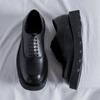 2024 Fashionable Men's British Style Thick Bottomed Work Shoes Brand Classic Black Lace Up Comfortable Square Toe Leather Shoes
