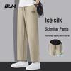 GLM Men's Summer Ice Silk Loose Straight Leg Pants