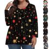 Women's Fashionable Casual Long Sleeved Plus Size Print Top Plus Size Floral Print Top