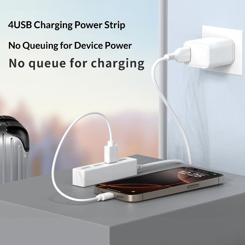 Универсальная 4-портовая USB-розетка с быстрой зарядкой, концентратор-зарядное устройство для нескольких устройств, для дома, офиса, путешествий, настольного использования
