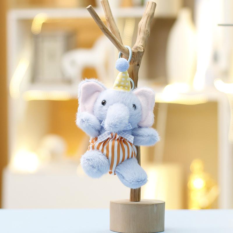 Cartoon Elephant Plush Doll With Short Pile Material Gift For Kids And Teens Keyring Accessory