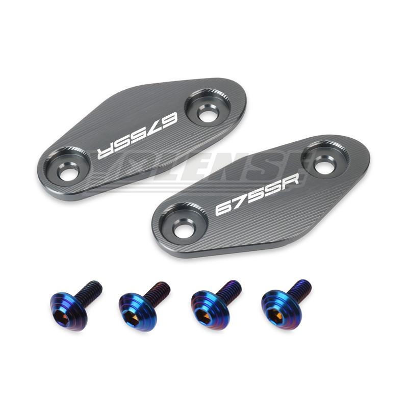 Motorcycle CNC Aluminum Rearview Mirrors Seat Decorative Cover Mirror Base Brackets For 675SR-R 675SR 675 SRR SR