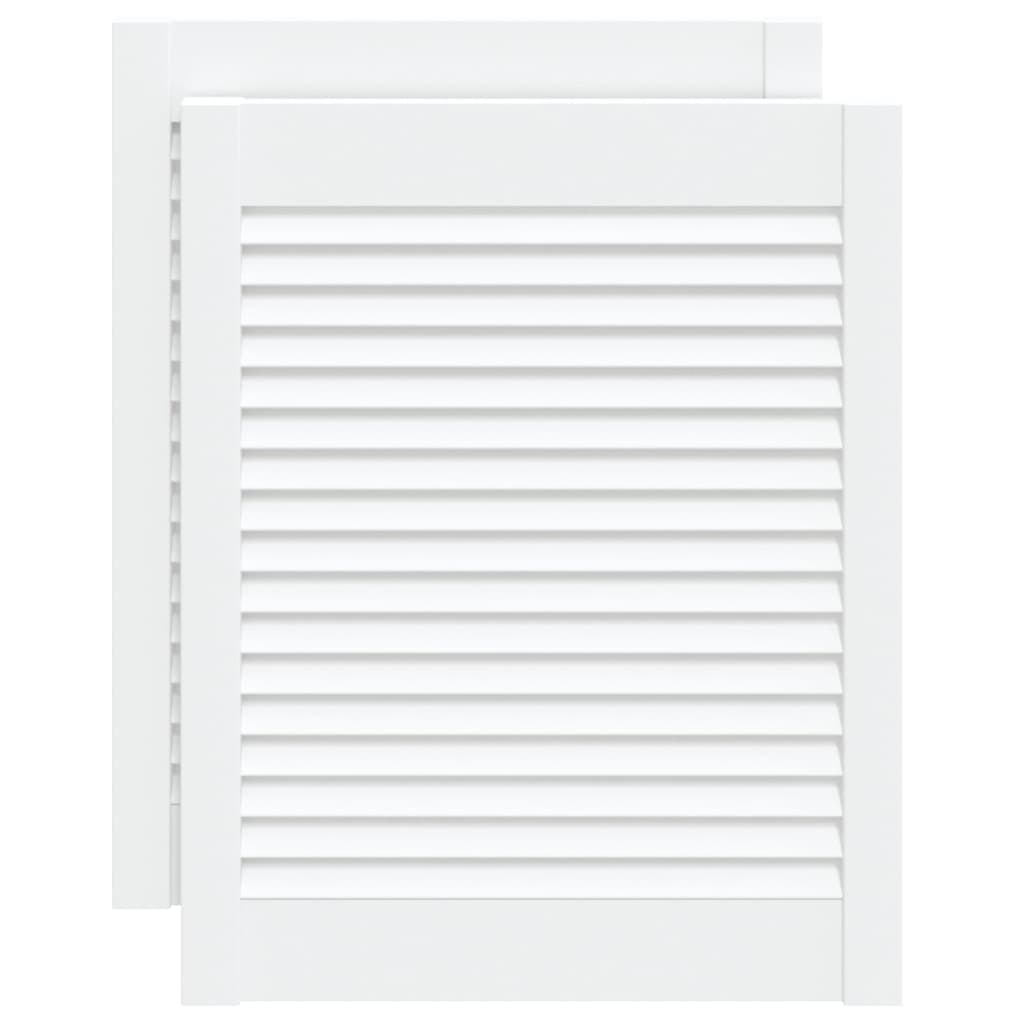Cabinet Doors with Louver Design 2 pcs White 61.5 x 49.4 cm Solid Wood