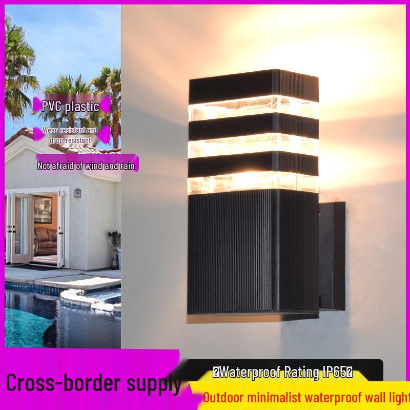 Modern Outdoor Up/Down Wall Lamp - Waterproof Entrance Light with Plastic Shell