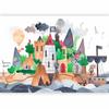 Fototapeta - Kolorowa Wyspa Skarbów Z Zamkiem - Statek Piratów Na Morzu Dla Dzieci