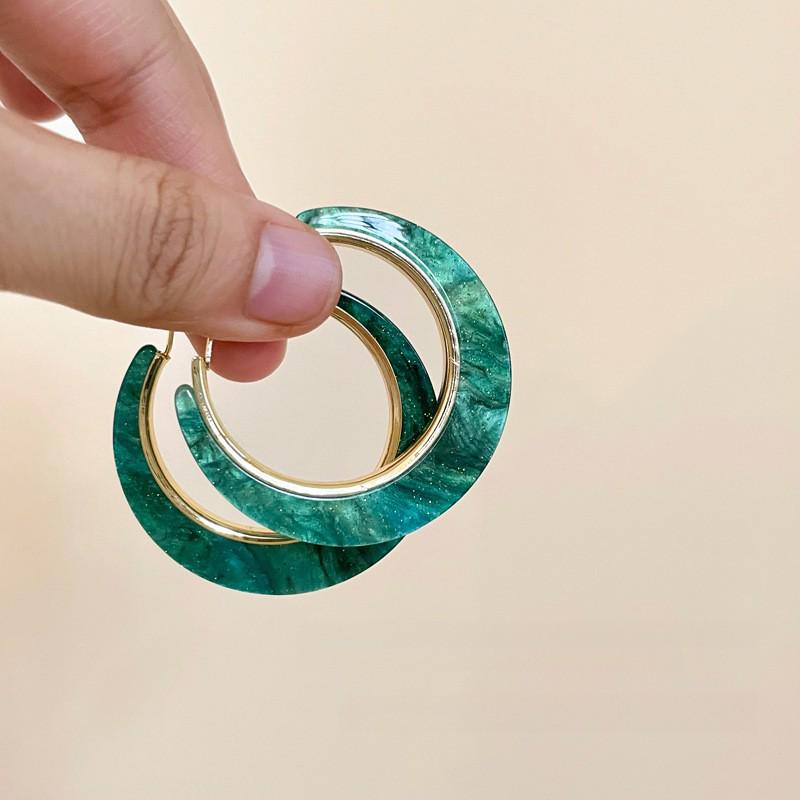 Серьги-пусеты Silver Needle Leopard Resin Geo Round, в стиле ретро Myer, нишевый дизайн для женщин