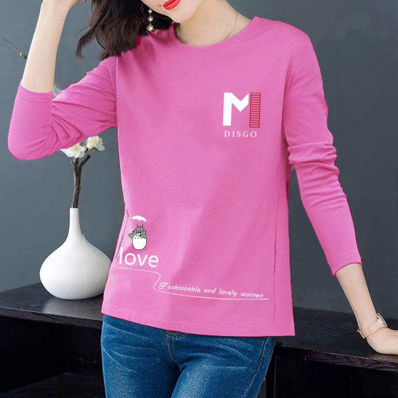 Женская весенняя мультяшная футболка с длинным рукавом, модная, простая и универсальная женская футболка для ношения под низ