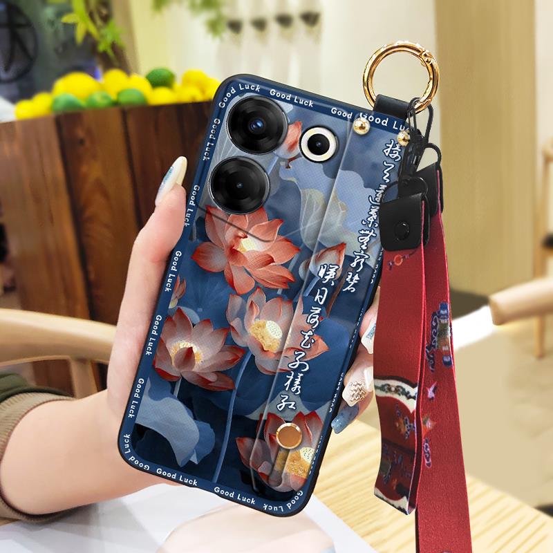 Для мамы чехол для телефона в китайском стиле для Tecno Camon20 Pro 5G/CK8n Модный ремешок на запястье Мягкий чехол Держатель для телефона Грязеотталкивающий
