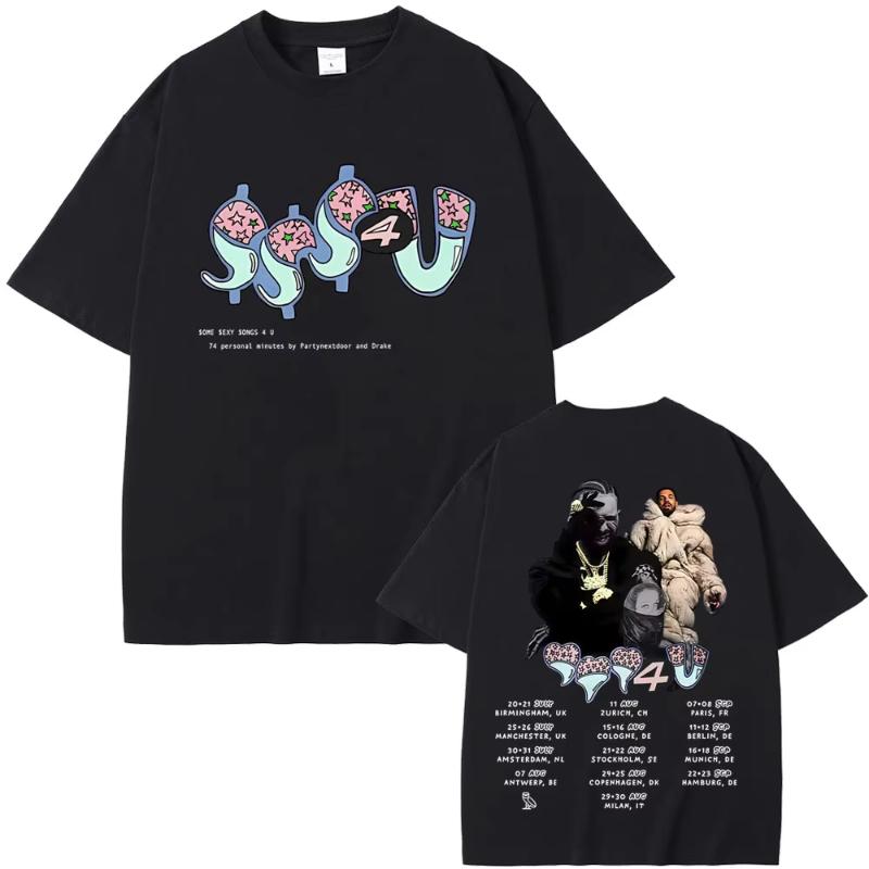 Rapper PARTYNEXTDOOR Drake Some Sexy Songs 4 U SSS4U 2025 Double Sided Print T Shirts Unisex Fashion Hip Hop Oversized Tshirts